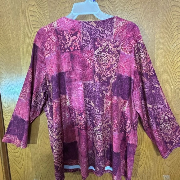Pamela McCoy Collection Burgundy Overlay Tunic Top 2X - Picture 2 of 3